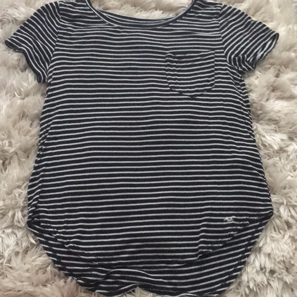 Hollister xs black and white striped shirt